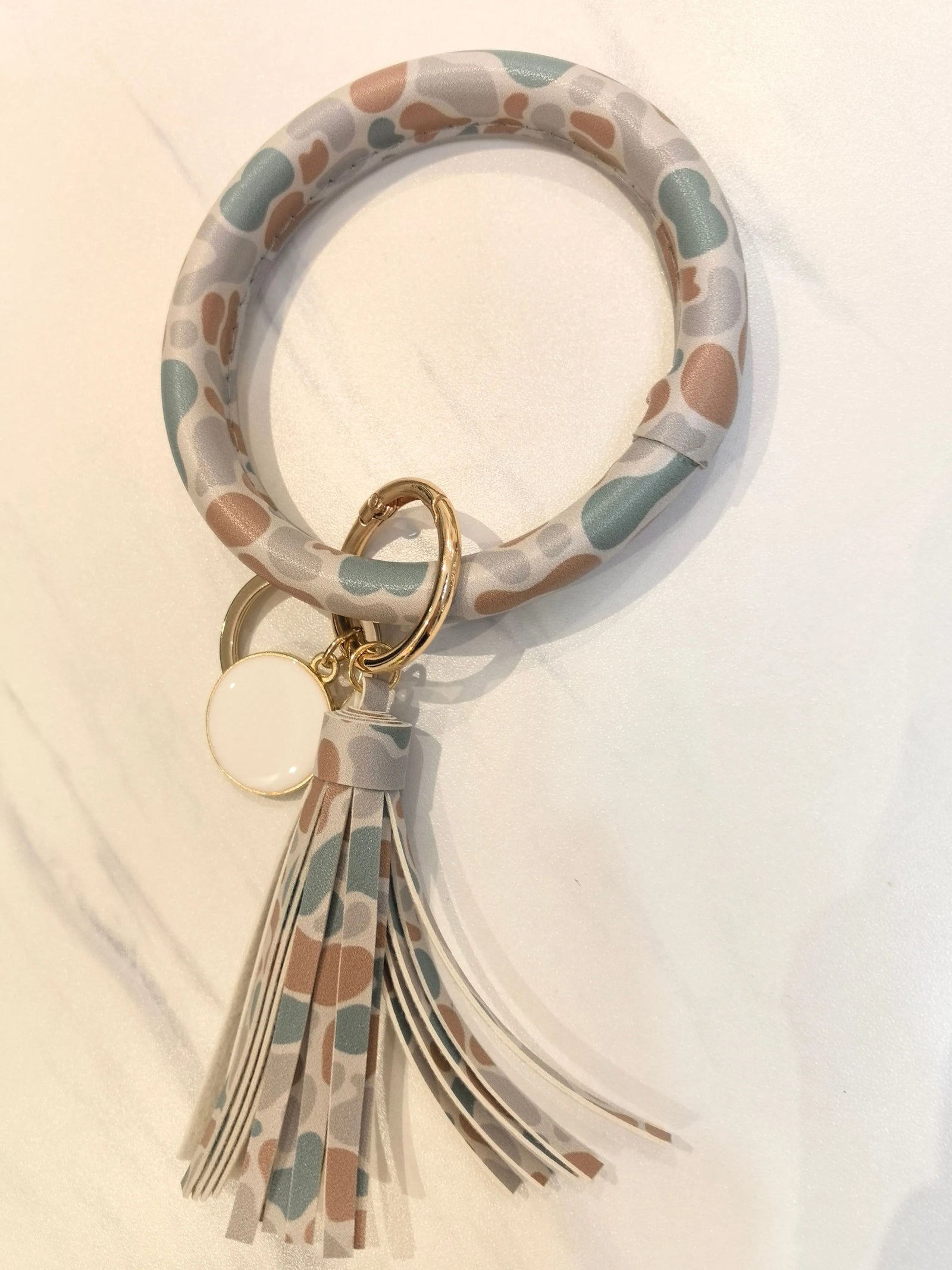 Camo Bangle Bracelet Keyring With Tassel