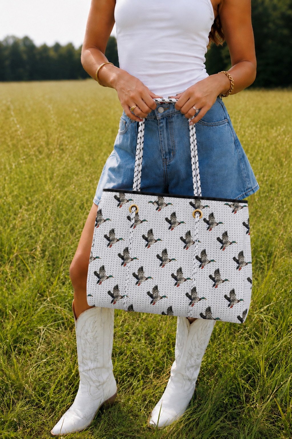 Large Tote in White Duck