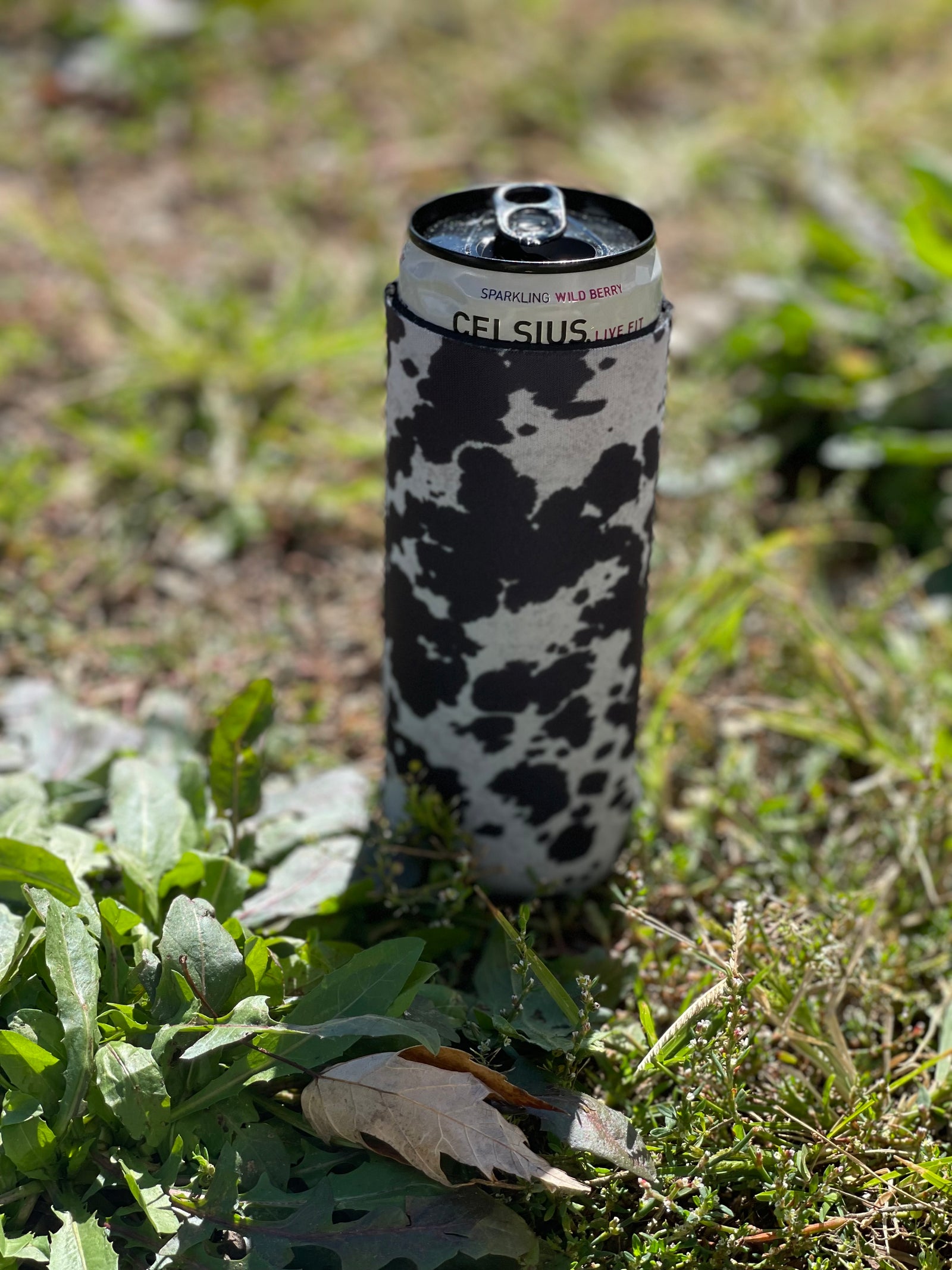 Saddle Up Black Cow Print Tall Coozie 2-Pack