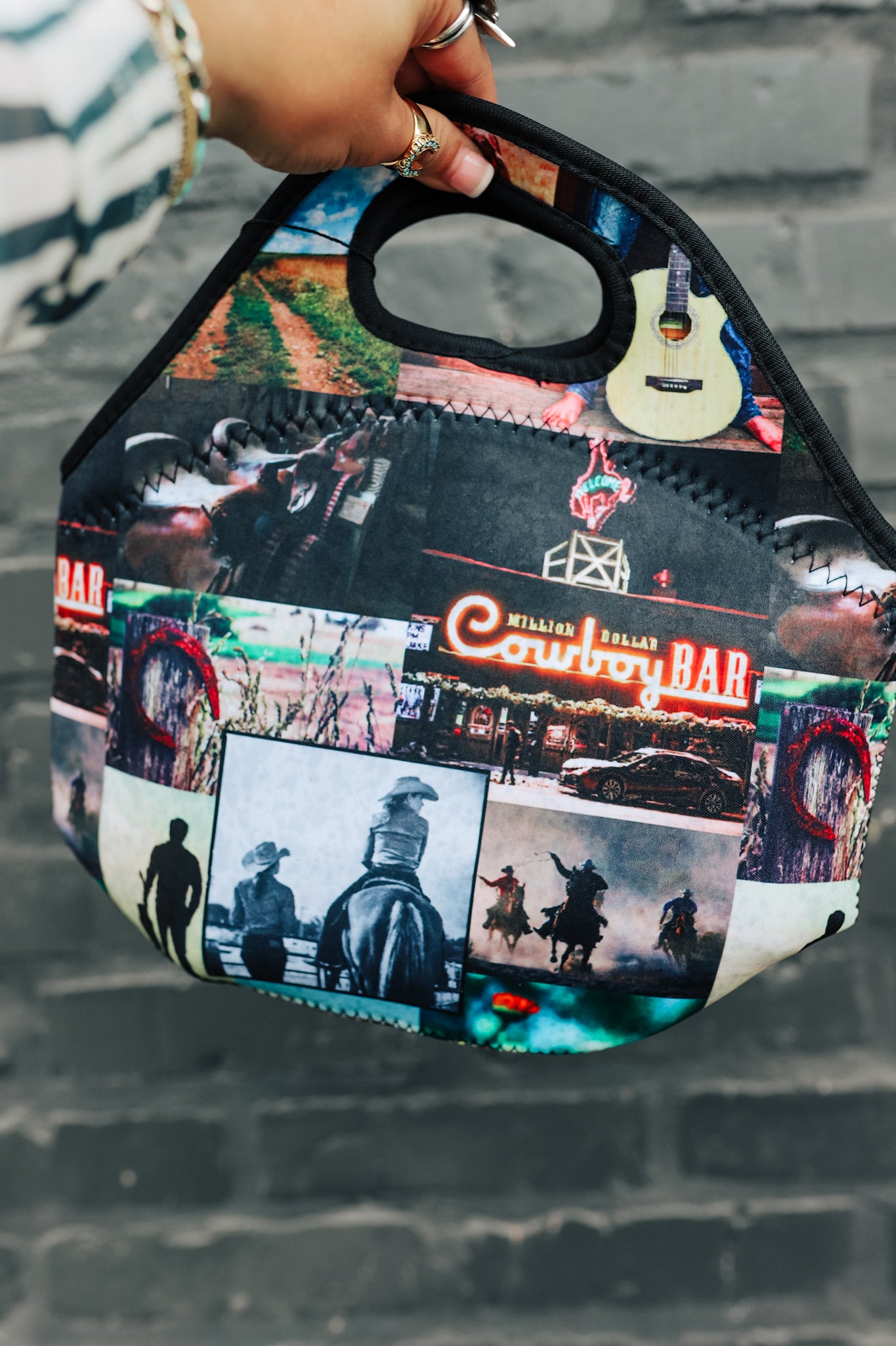 Cowboy Collage Lunch Tote