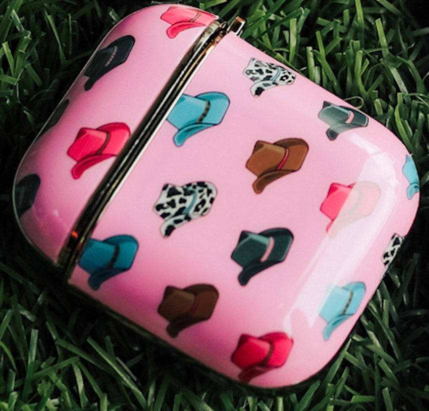 Pink Cowboy Hat Airpod Case