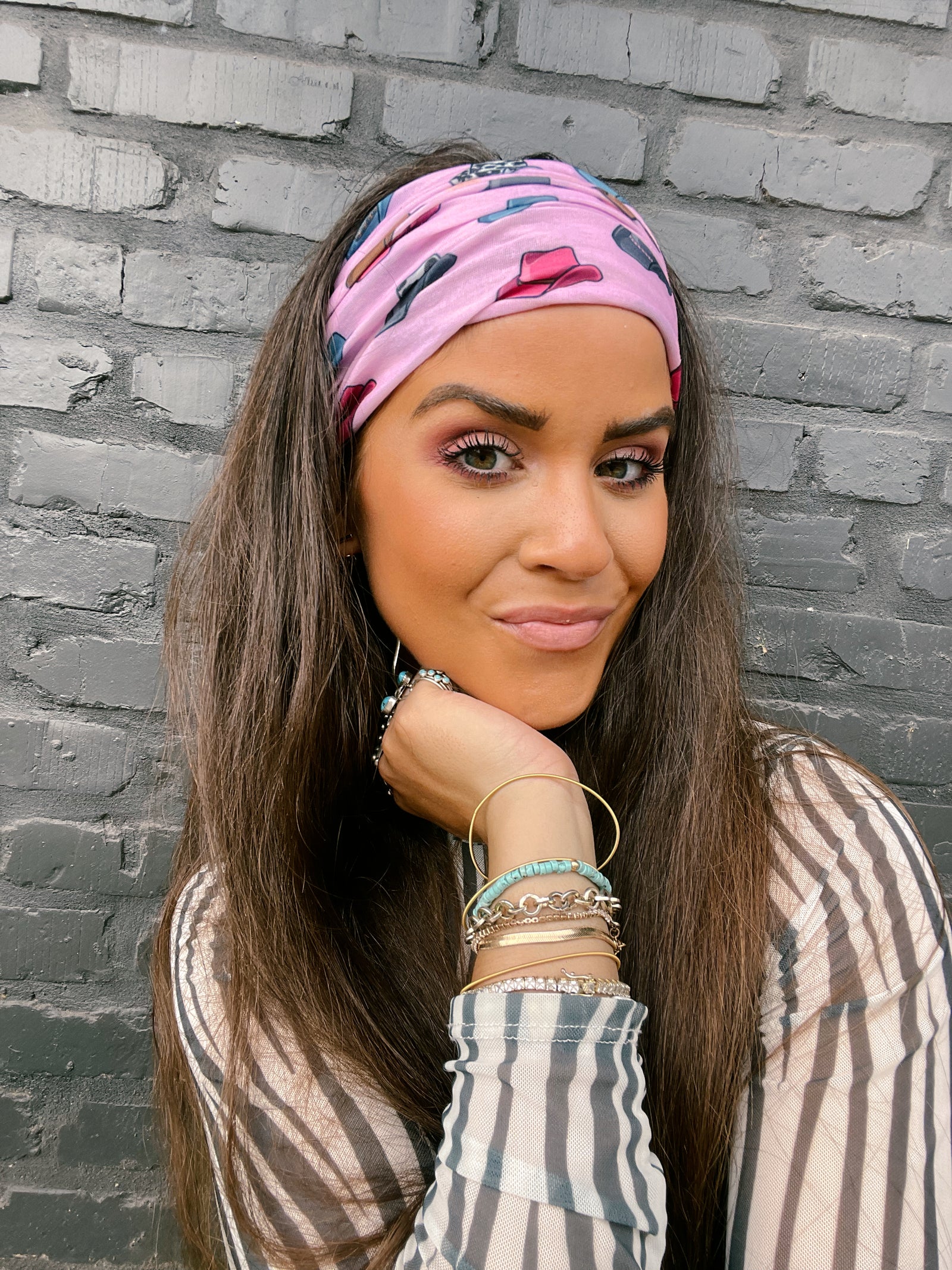 Pink Cowboy Hat Stretchy Wrap