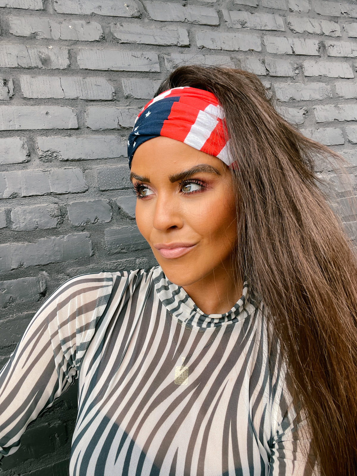 Red White &amp; Blue Flag Stretchy Headwrap