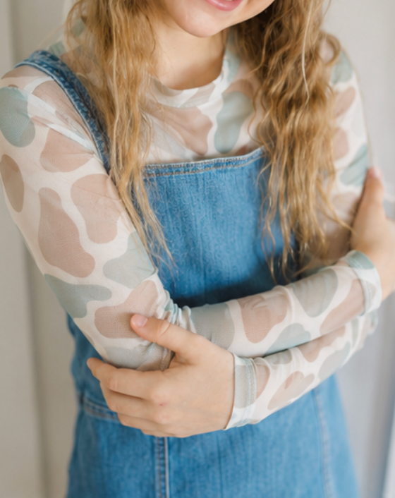 Kids Camo Sheer Mock Neck Top