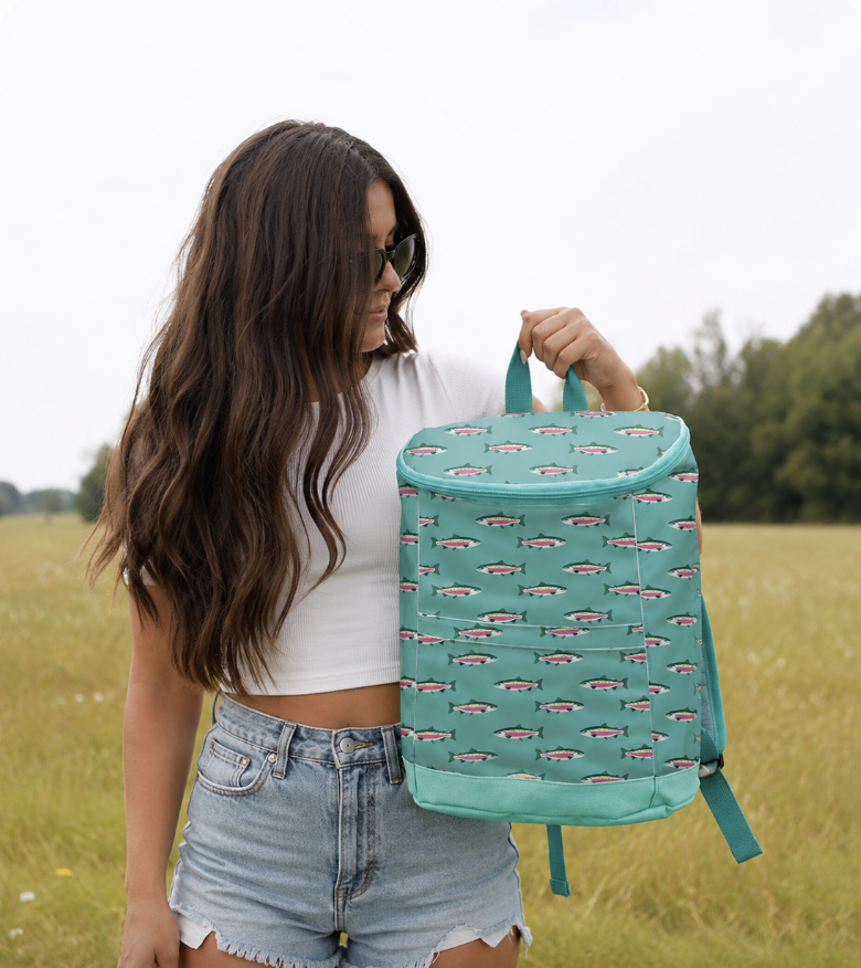 Blue Rainbow Trout Backpack Cooler