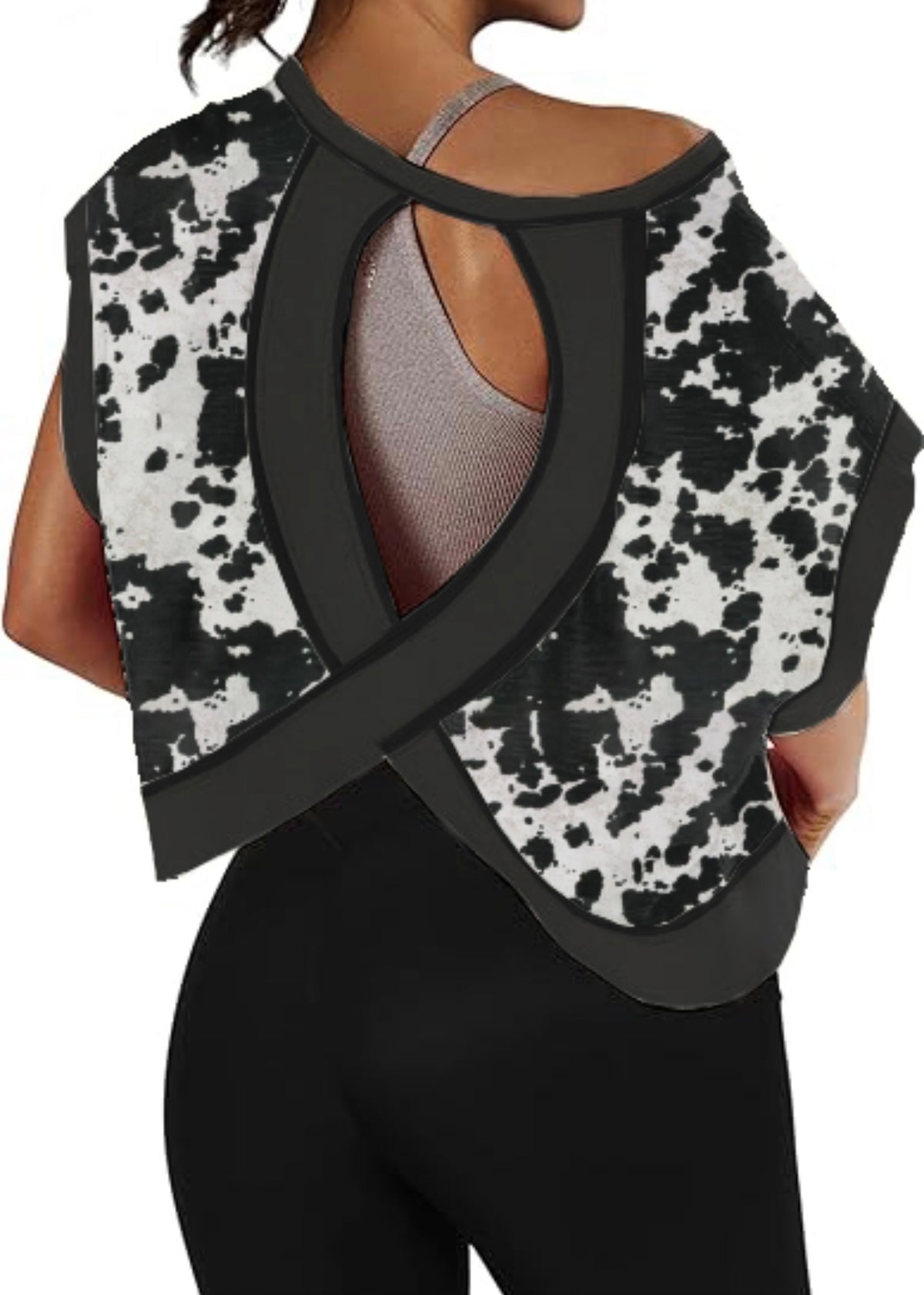 Black Cowhide Cross-Back Shirt