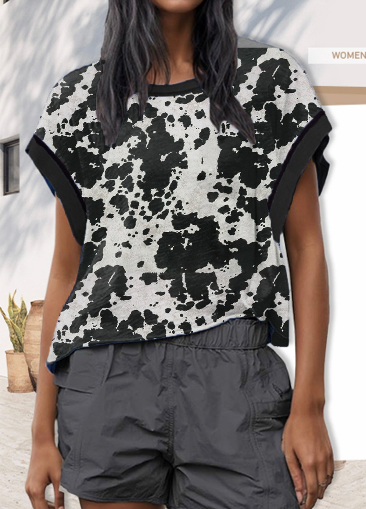 Black Cowhide Cross-Back Shirt