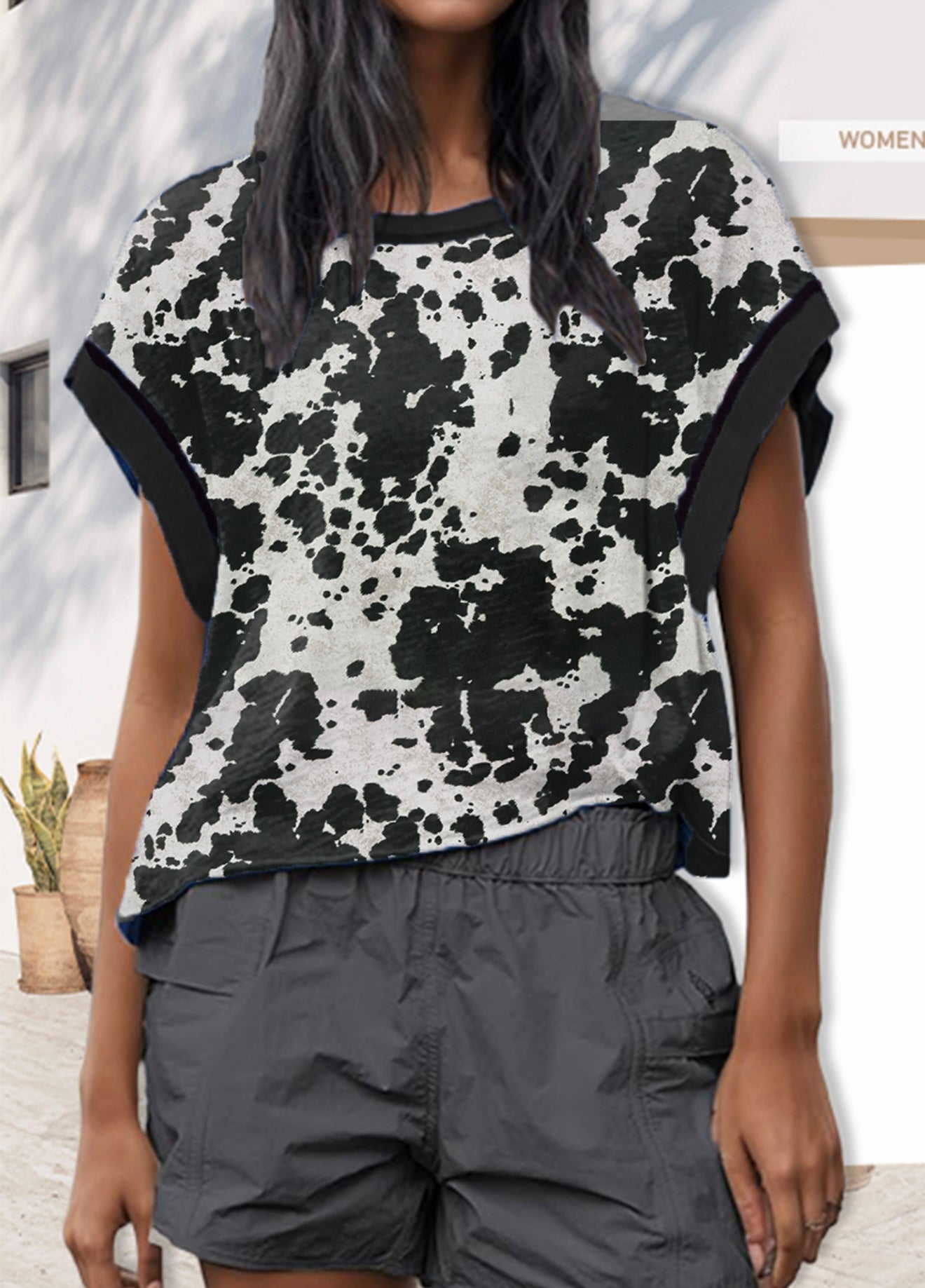 Black Cowhide Cross-Back Shirt