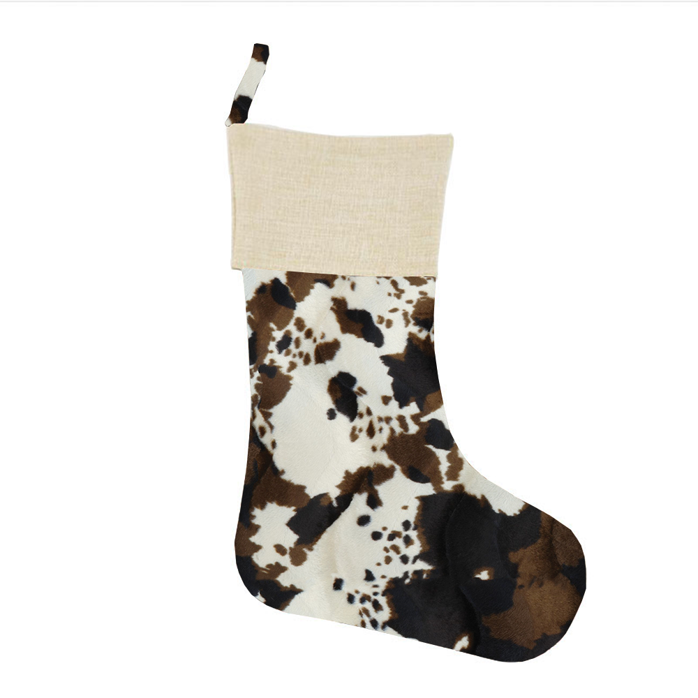 Brown Cowhide Christmas Stocking