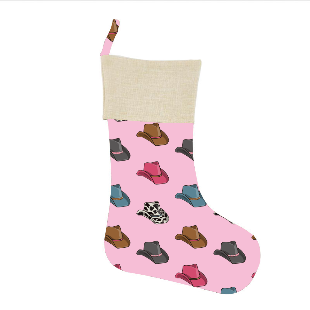 Pink Cowboy Hat Christmas Stocking