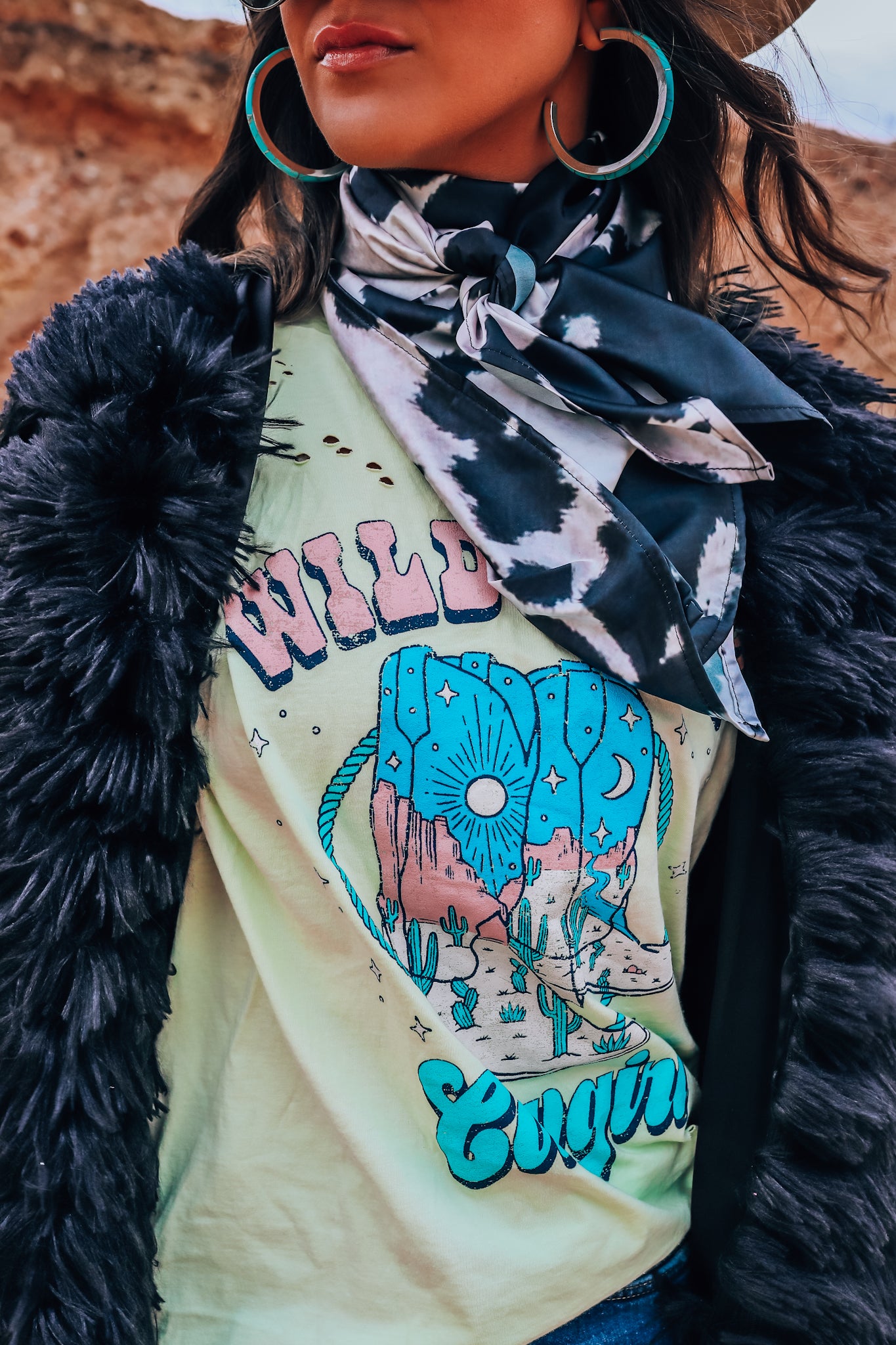 Black Cow Print Wild Rags