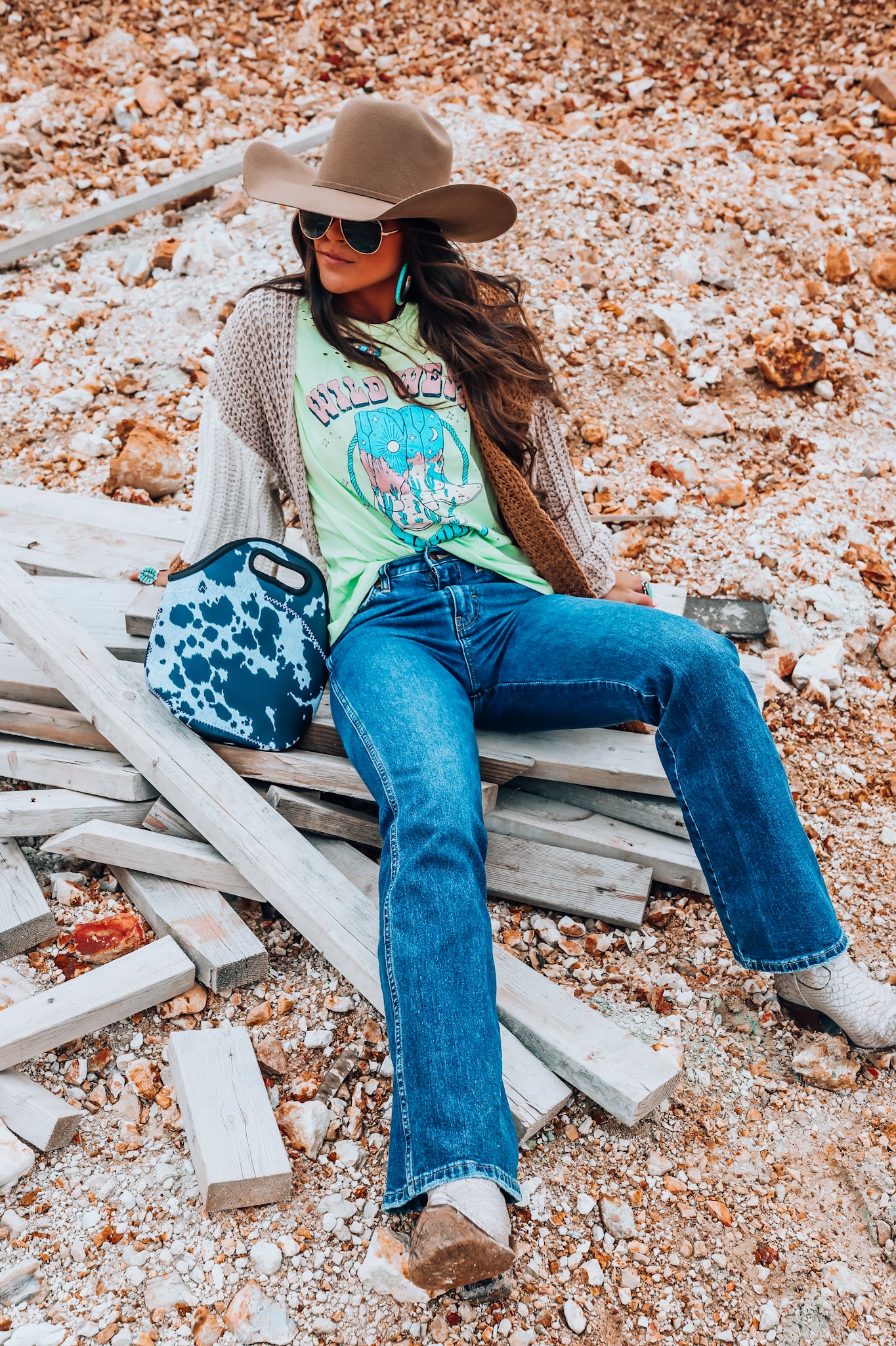 Black Cowhide Lunch Tote