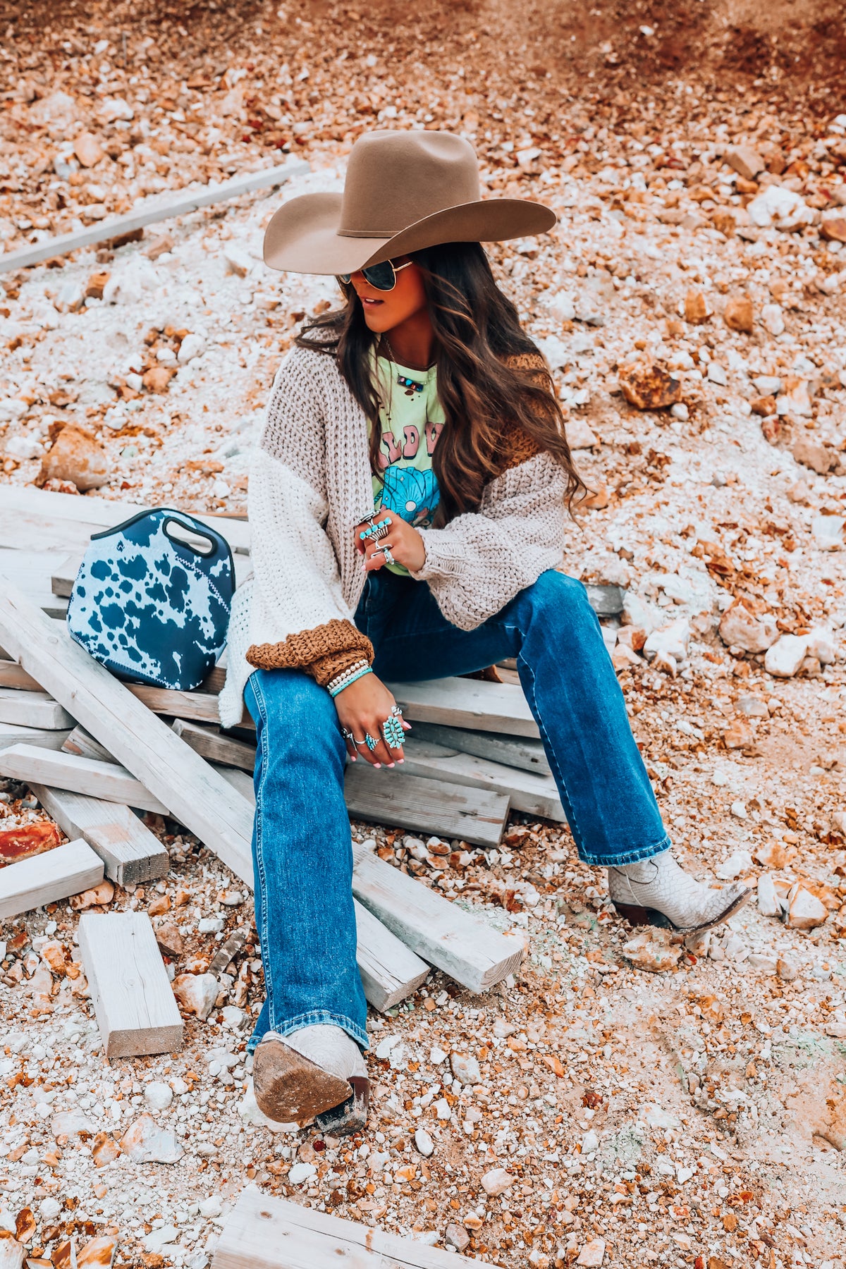 Black Cowhide Lunch Tote