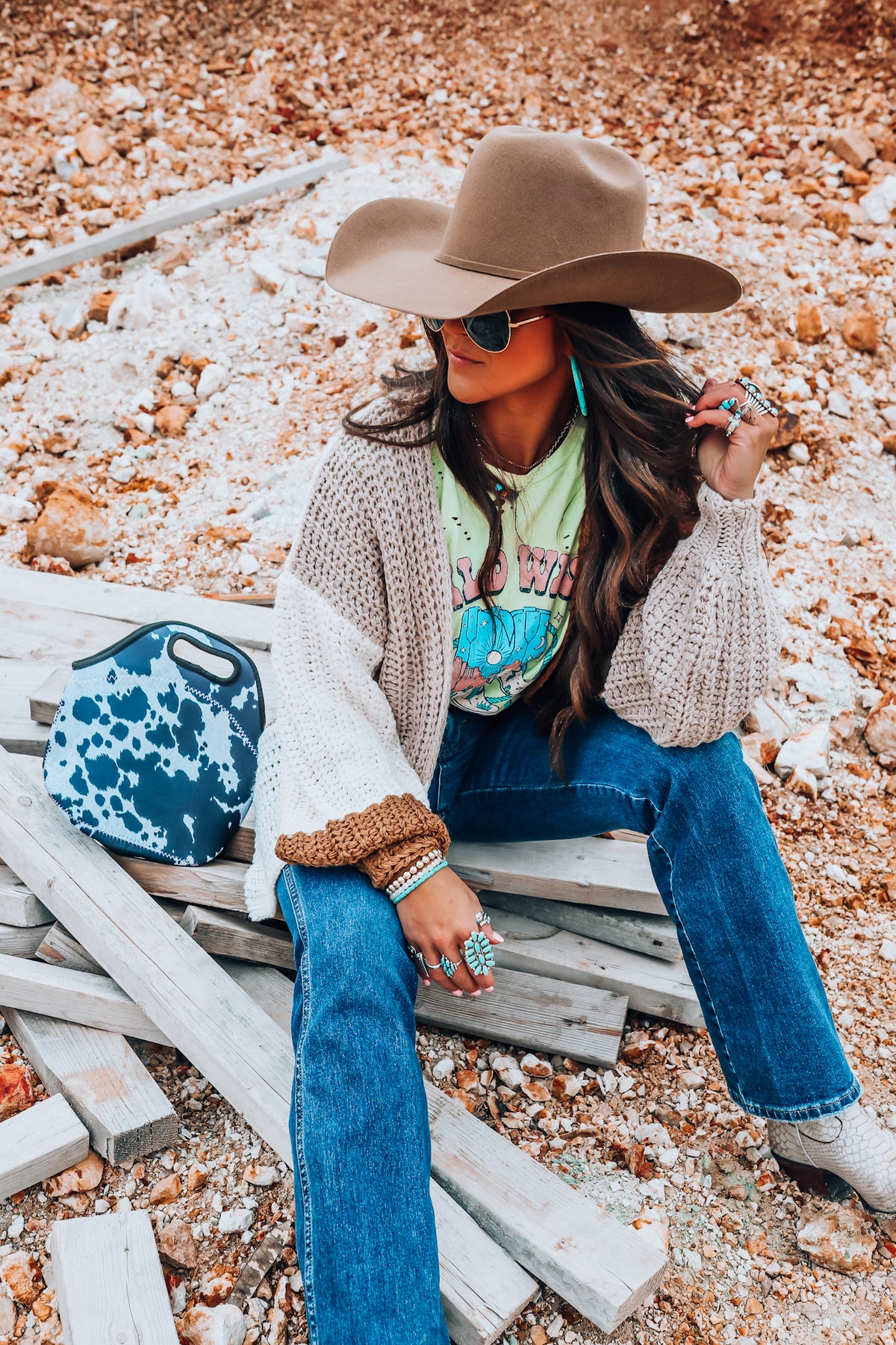 Black Cowhide Lunch Tote