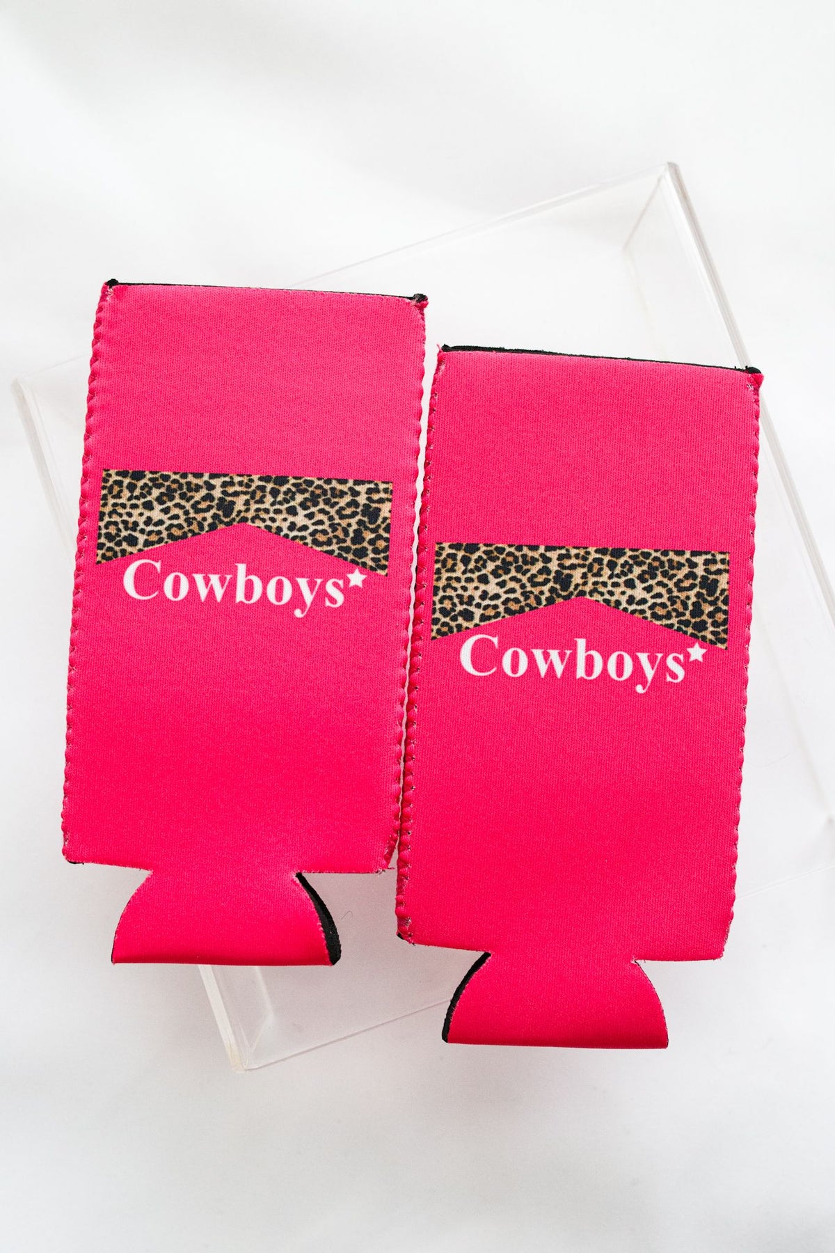 Handmade Leather Koozie - Dallas Cowboys Football Pink