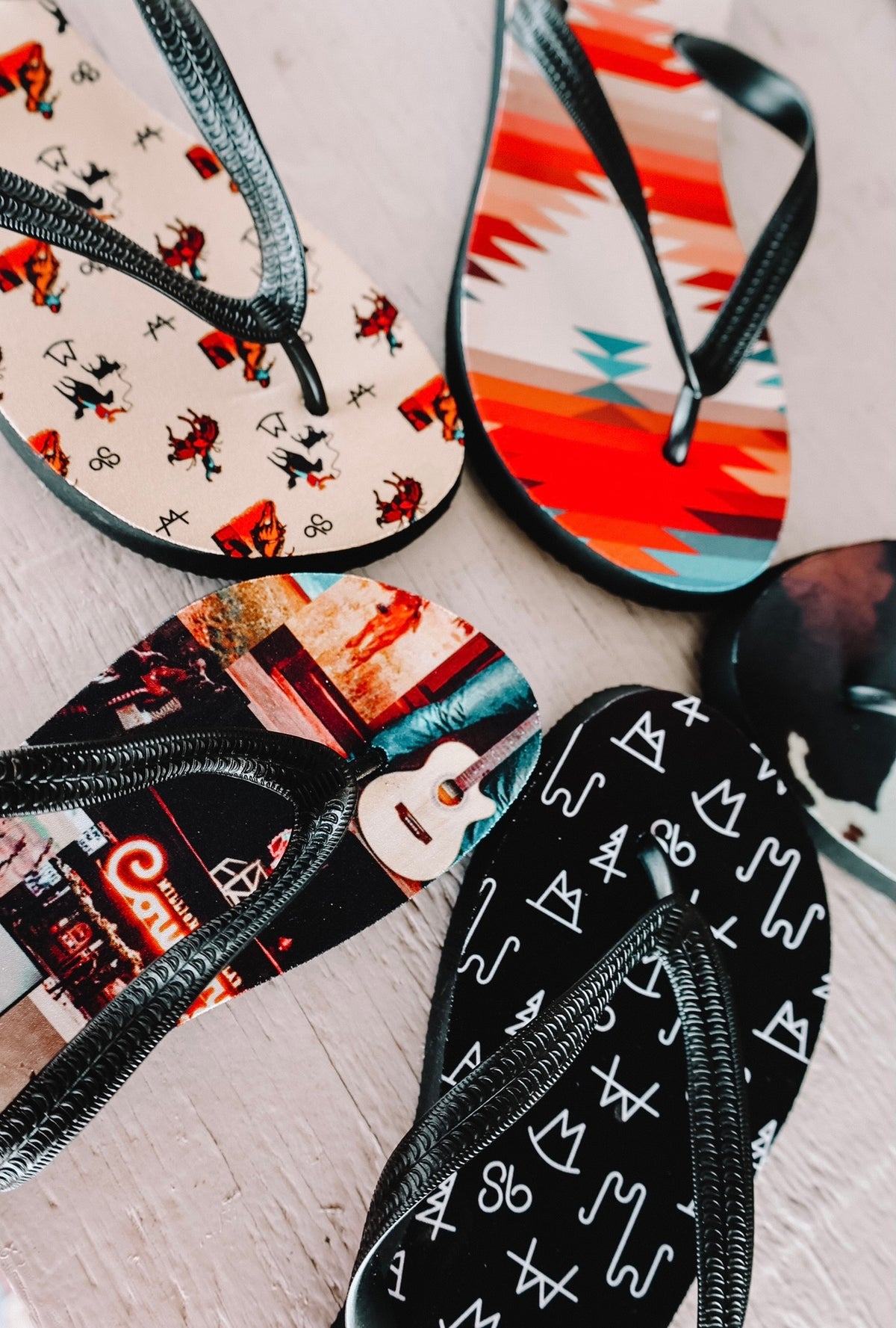 Brown Cowhide Flip Flops