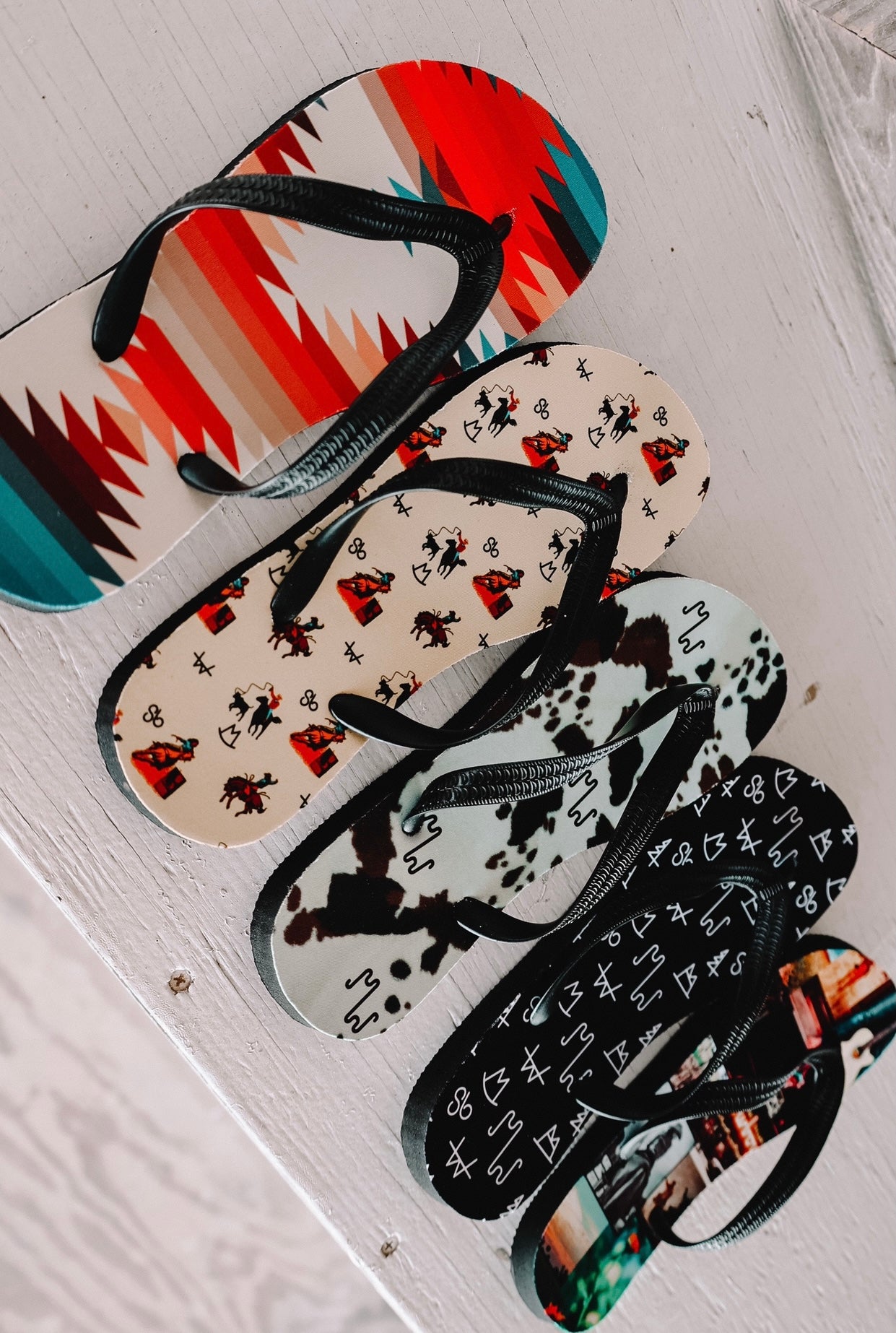 Brown Cowhide Flip Flops