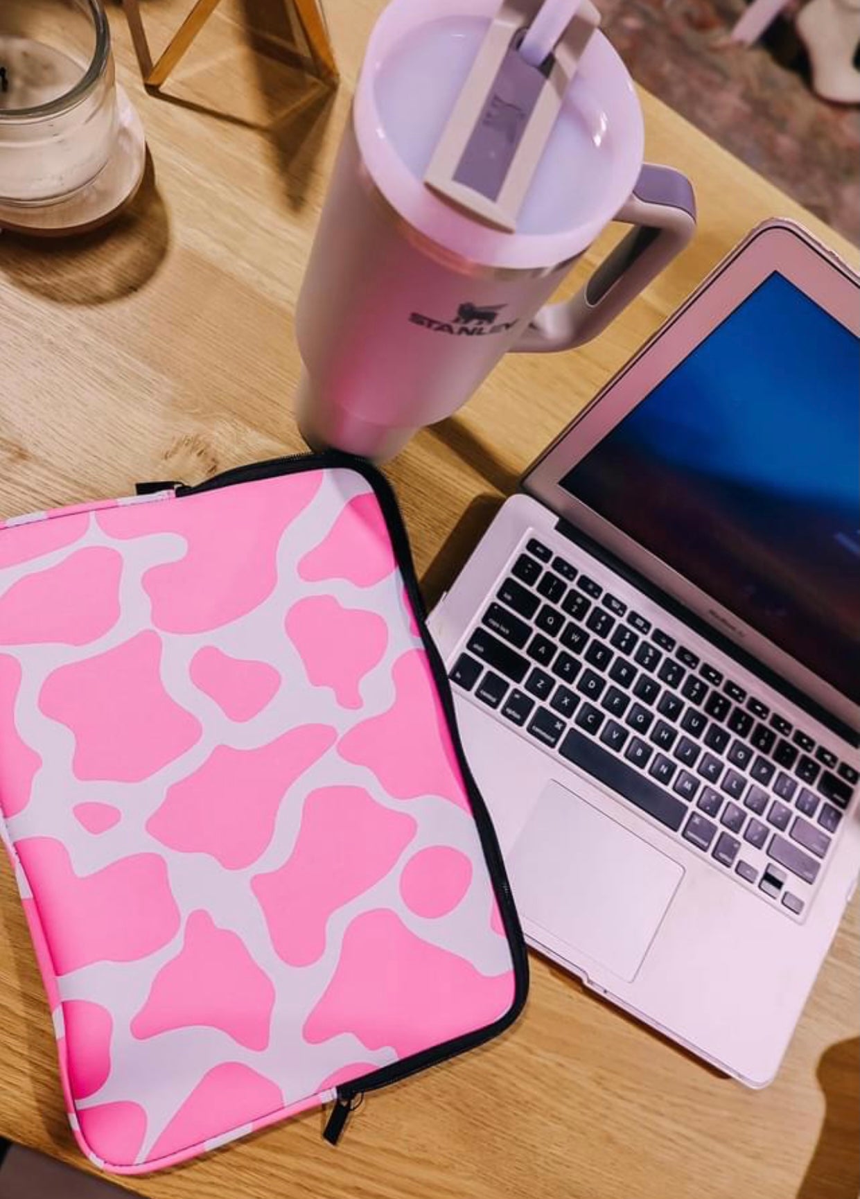Pink Cowhide Laptop Case
